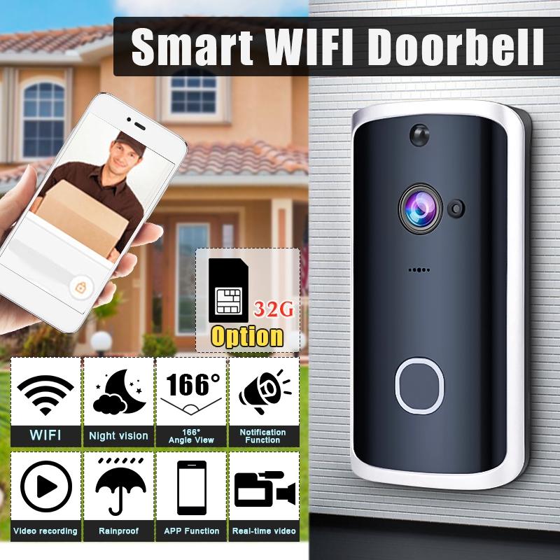 Smart WiFi Video Doorbell Camera Wireless Doorbell Intercom APP Phone Record Picture Video Home Visual Security DoorBell