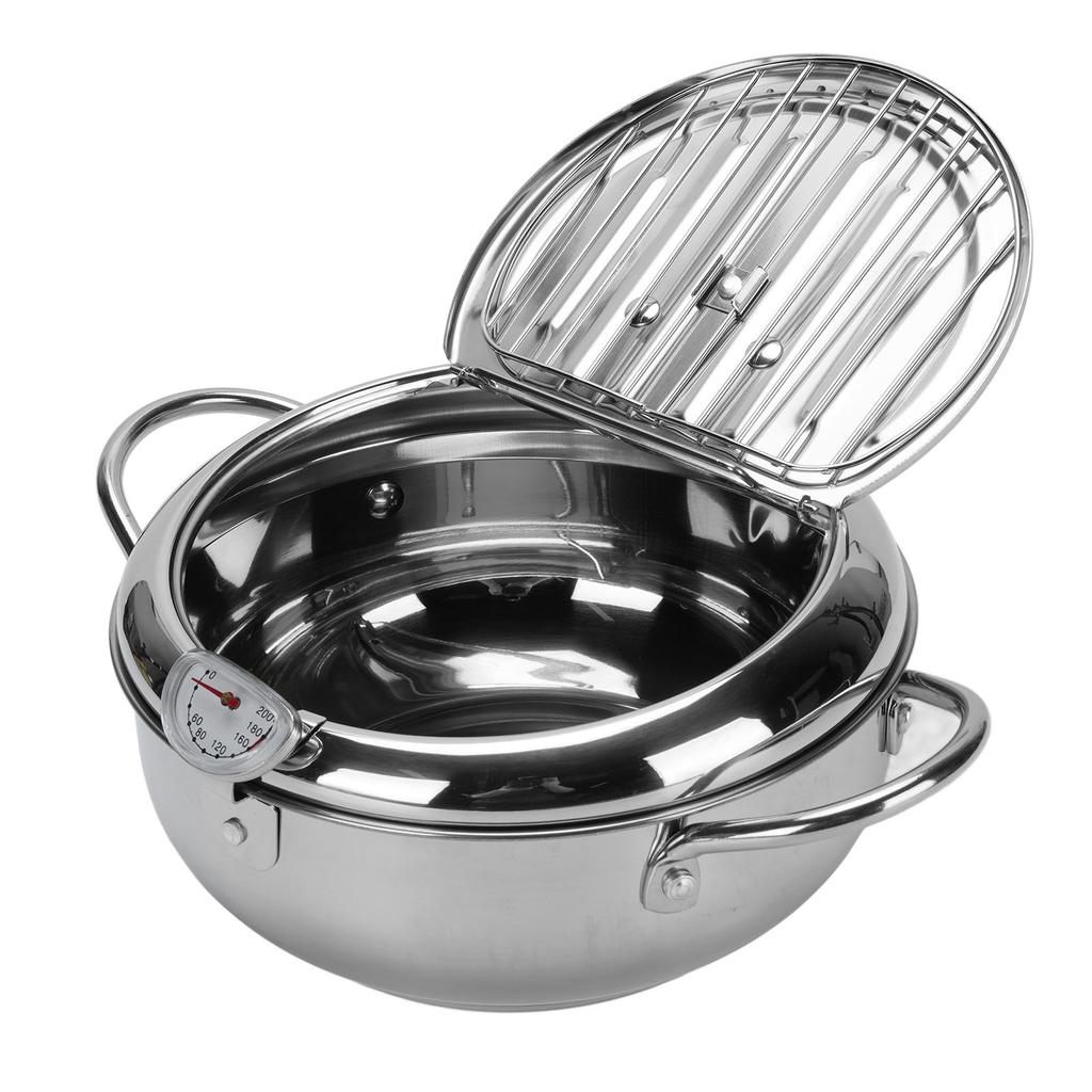 304 Stainless Steel Deep Fryer Pot Temperature Control Multifunctional Oil Saving Thickened with