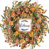 Harvest Wreath With Pumpkins Berries Vine Circle Halloween Thanksgiving Door Decor