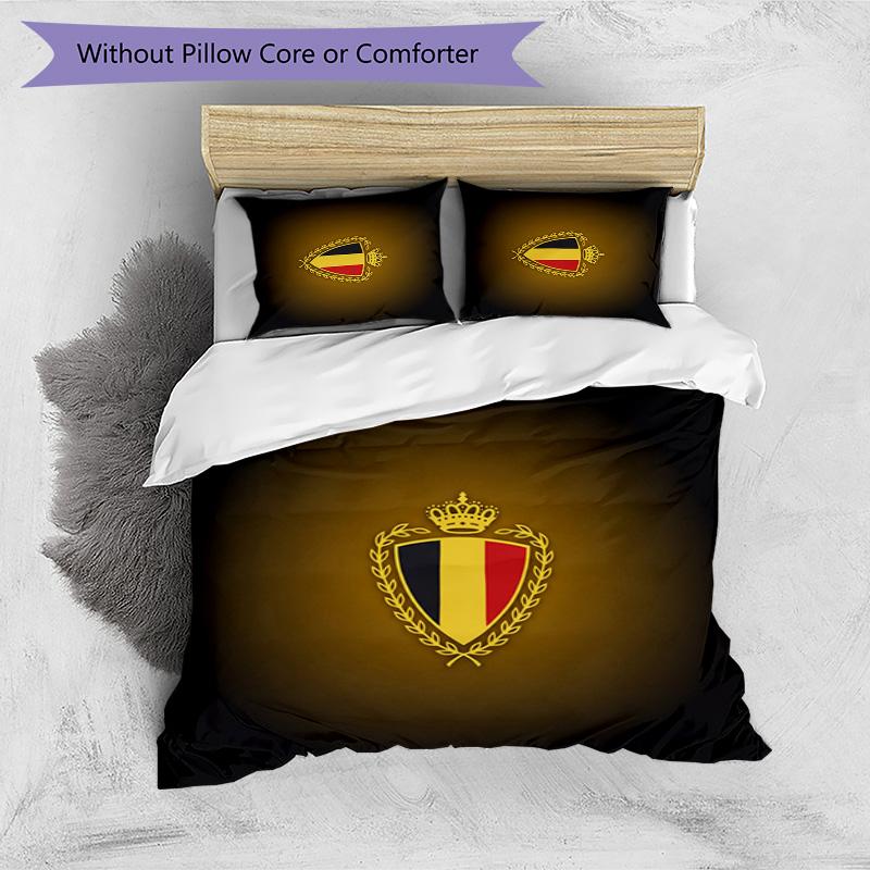 Set Biancheria da Letto Stampata Calcio Belgio 3 Pezzi Copriletto Traspirante Accogliente come Regalo per Inaugurazione Casa o Festa