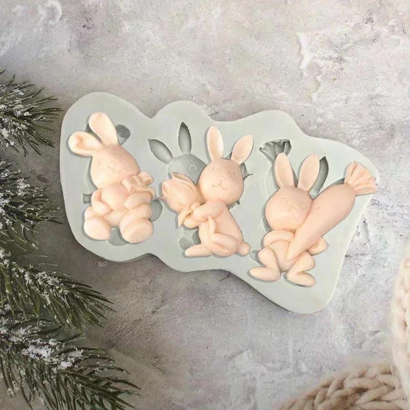 Easter Rabbit Fondant 2024 Silicone Mold Carrot Cake Decorating Tools Chocolate Cookies Baking Mould Egg DIY Epoxy Mold