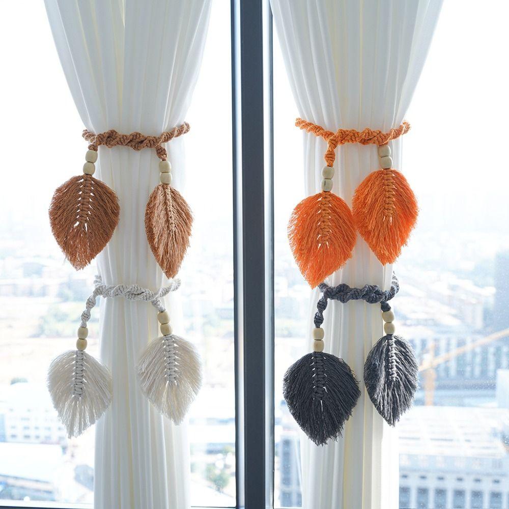 Boho Curtain Tieback Leaf Shape Curtain Hanging Rope Simple Curtain Buckles  Home Decoration