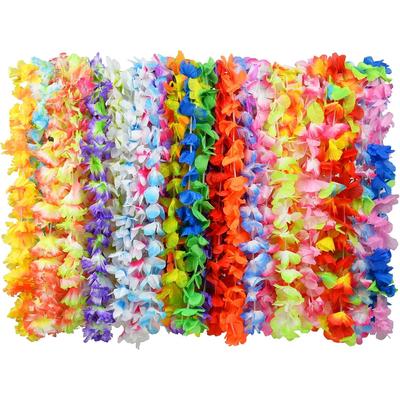 36 Pack Hawaiian Garland Leis Necklaces Flower Garlands for Adults Hawaiin Neck Garland Multipack for Summer Tropical Hawaii Luau Beach Party Fancy