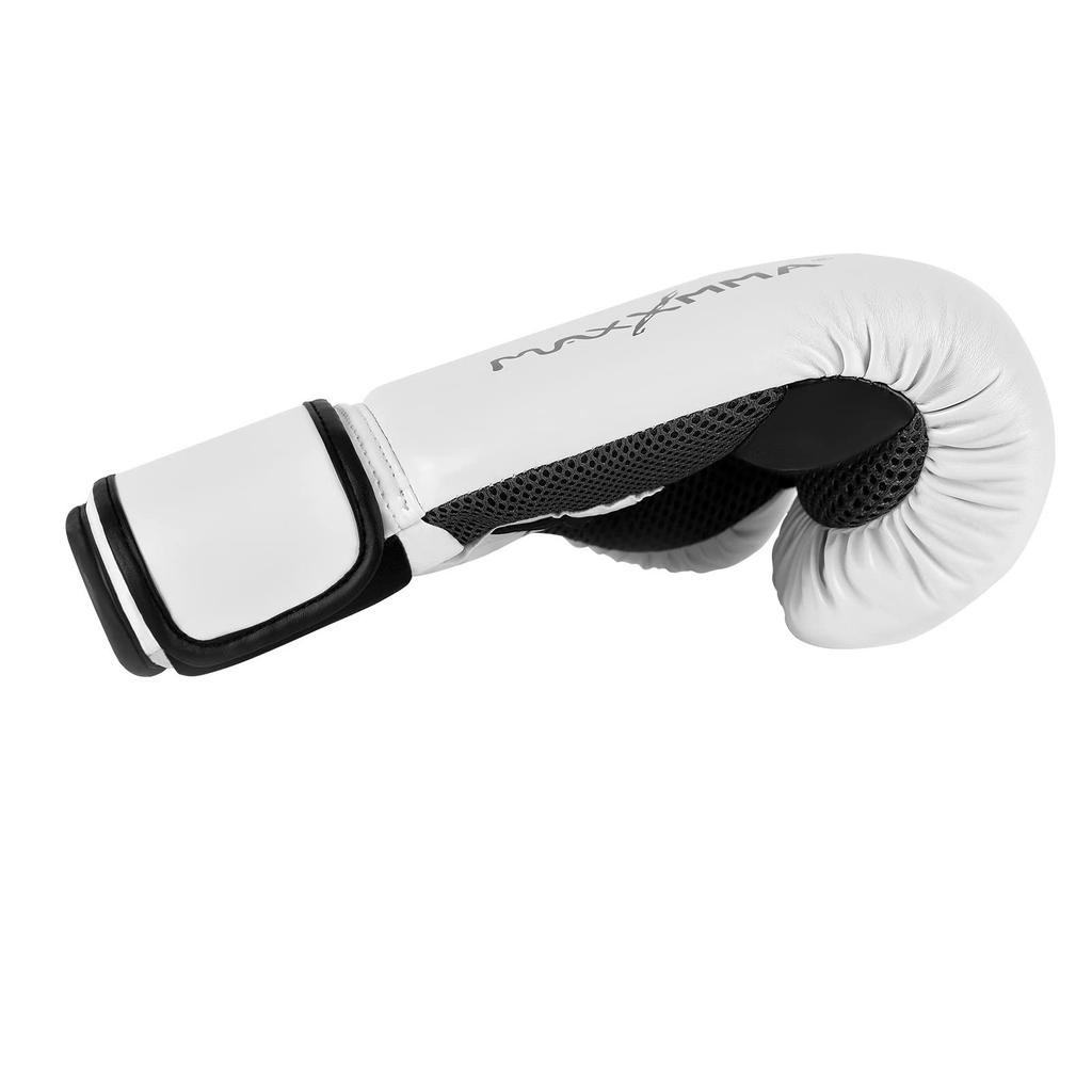 MaxxMMA Boxing Gloves Punching Gloves Breathable Kickboxing Mixed Martial Arts Punching Gloves Sandbag MMA Training Gloves (8oz, White)