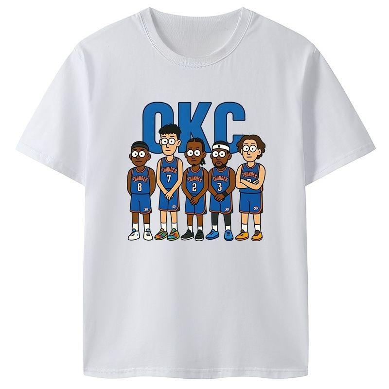SGA Trend Brand Design Men's and Women's Playoff OKC Fans with The Same Short-sleeved T-shirt Pure Cotton Basketball Sports Top