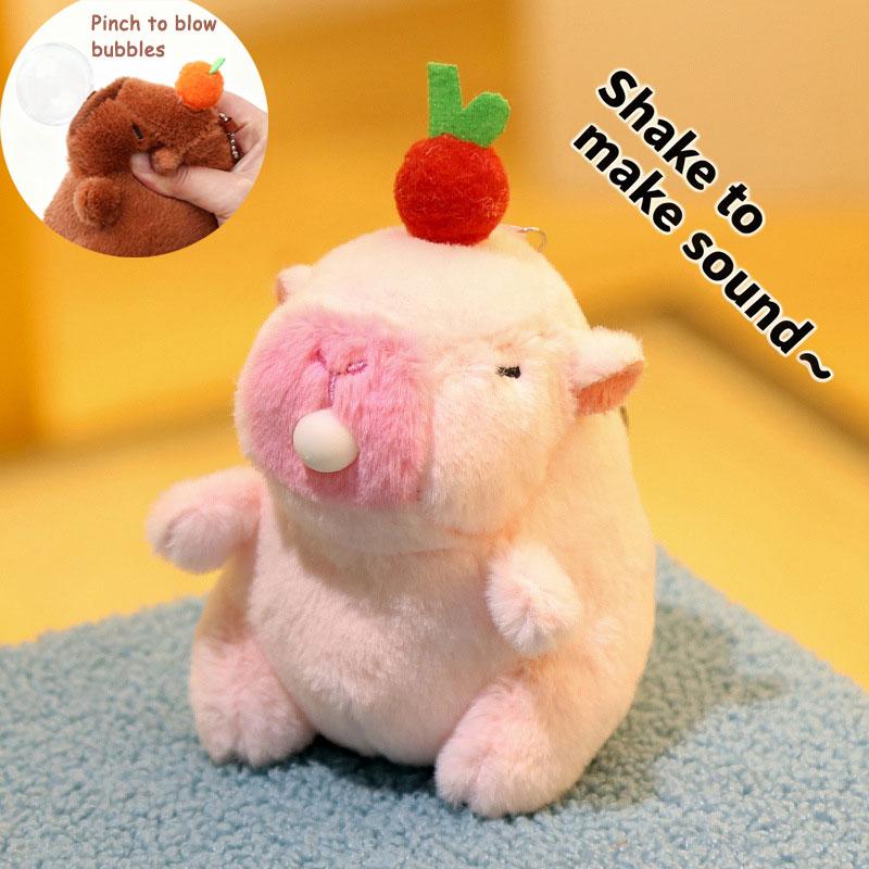 Cute Capybara Plush Keychains Backpack Pendant Kawaii Keyring Plush Doll Car Decoration Stuffed Animal Soft Toys Birthday Gifts