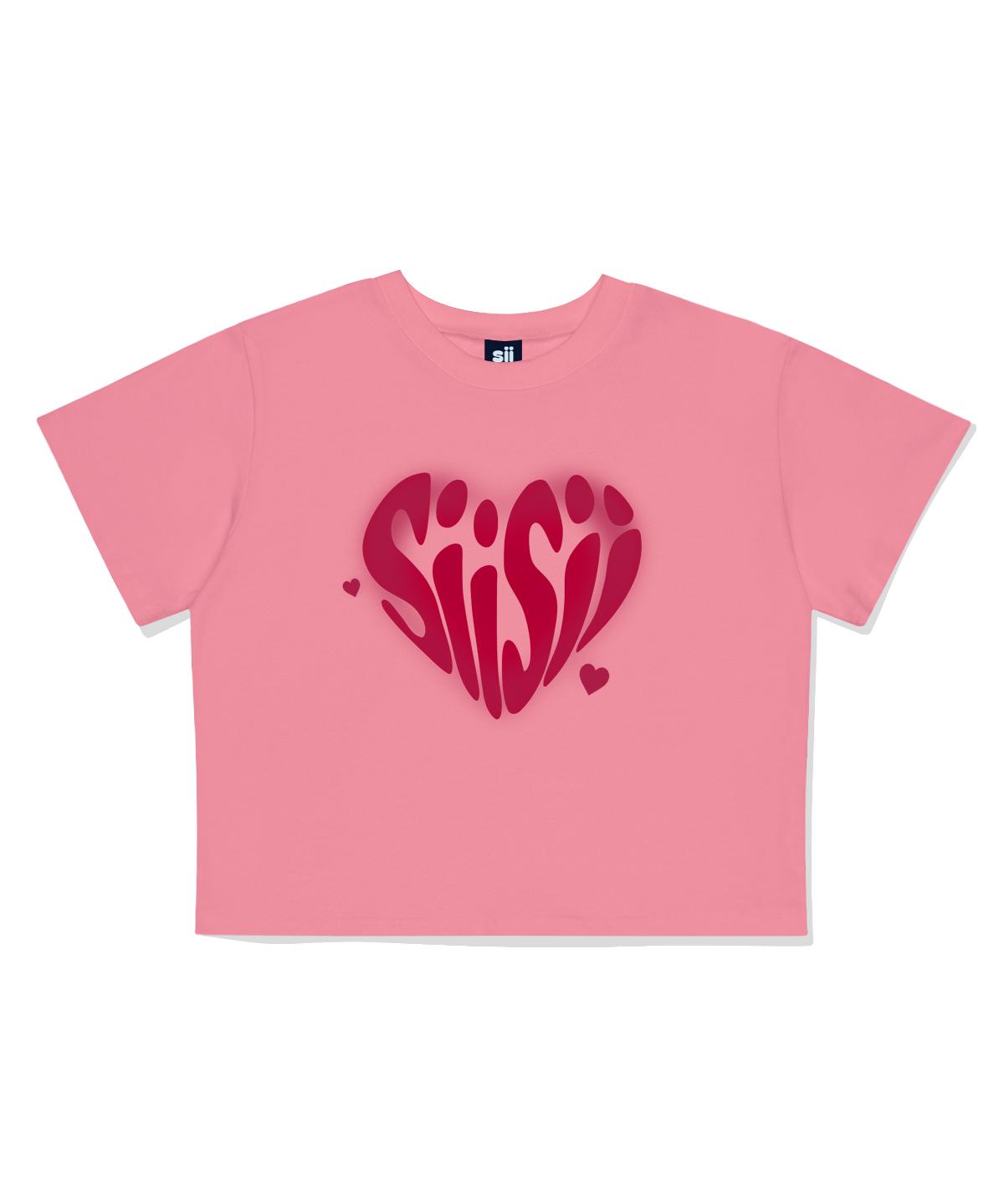 Page Cc Sisi Heart Print Crop Short Sleeve Tee Pink Free