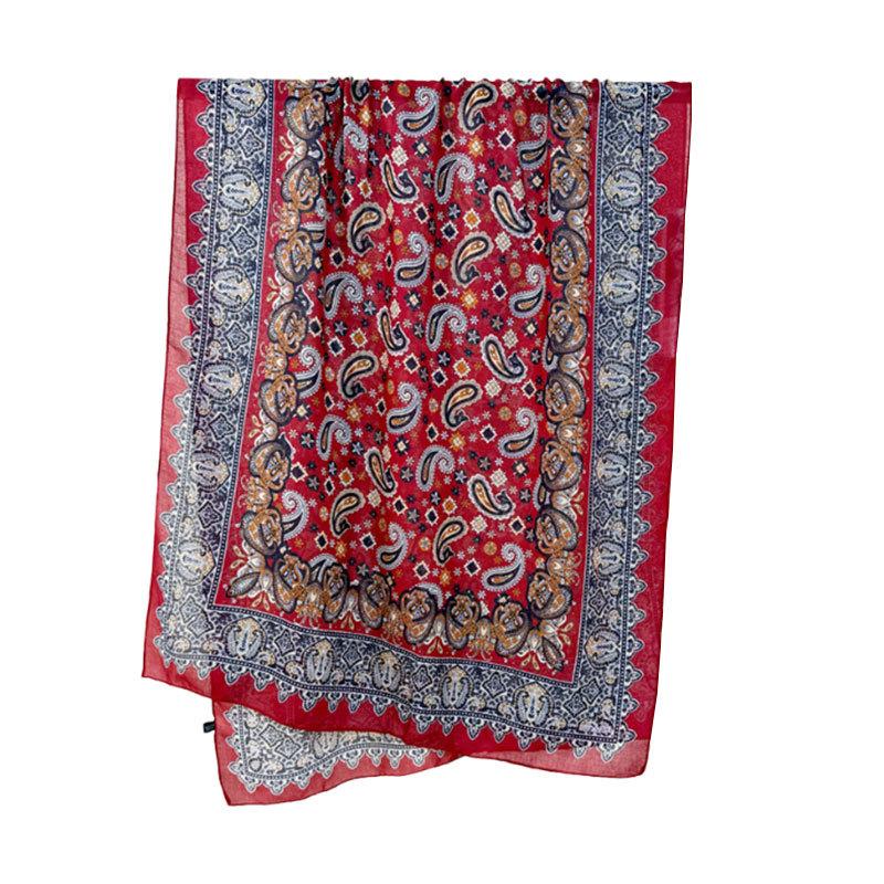 Ethnic Style Cashew Print Long Scarf for Women with High-end and Versatile Classic Pattern for Travel Sunscreen Shawl