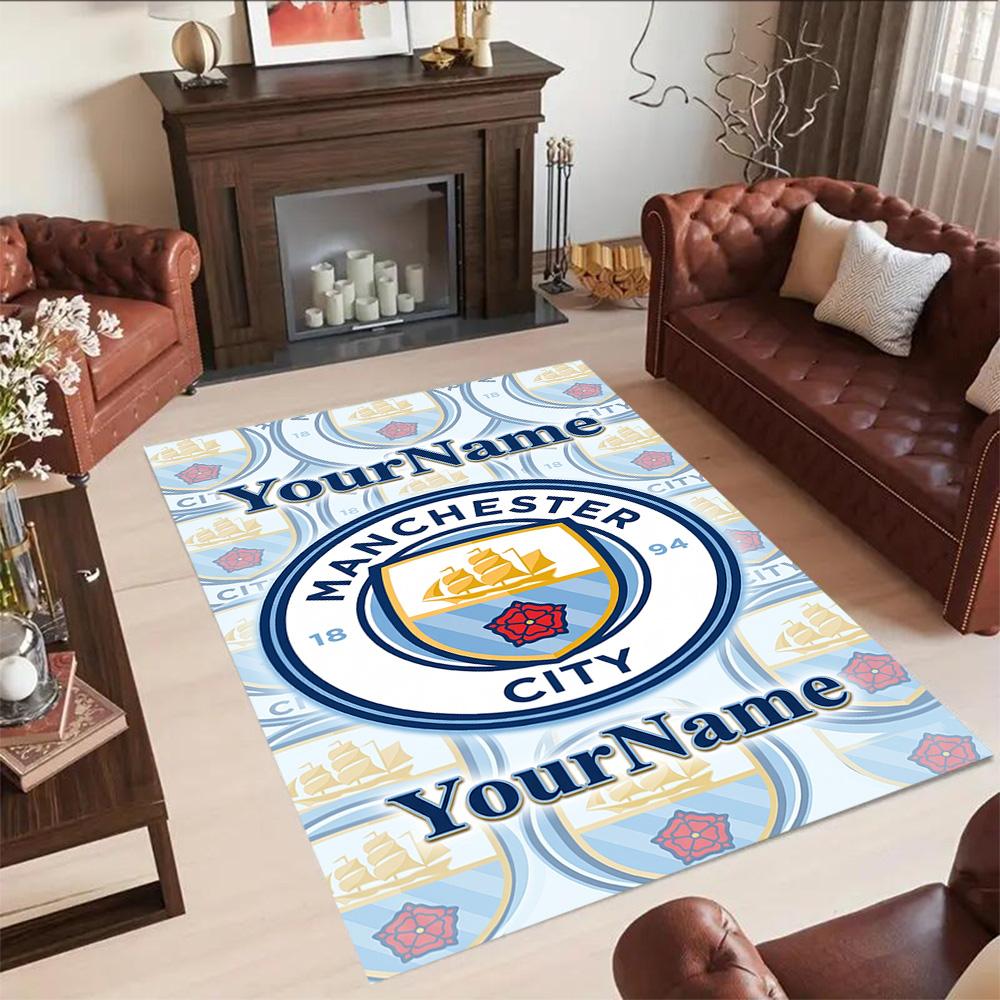 Manchester City Personalized Name Carpet Design for Outdoor Dormitory Dining Room Decorate room Antislip Carpet Anime Office Decor