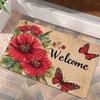 Welcome floral Home Letter Pattern Door Mat, Non-slip Soft Floor Mat, Decorative Carpet for Home Living Room Bedroom Kitchen