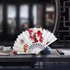 Plastic Folding Fan Chinese Style Retro Flower Plain Painting Soft Faux Silk Decorative Handheld Wedding Party Elegant Ladies Craft Cloth Fan Women