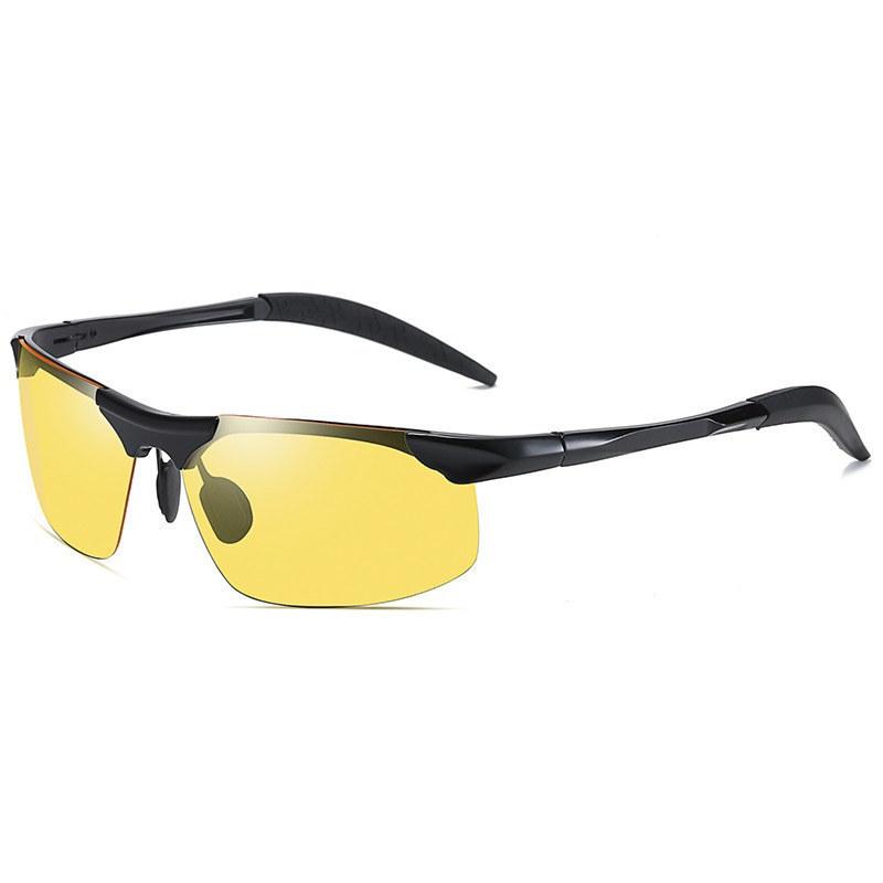 

AORON модные мужские поляризованные солнцезащитные очки ночного видения в классической металлической оправе с антибликовым покрытием UV400, очки для вождения на рыбалке чёрный