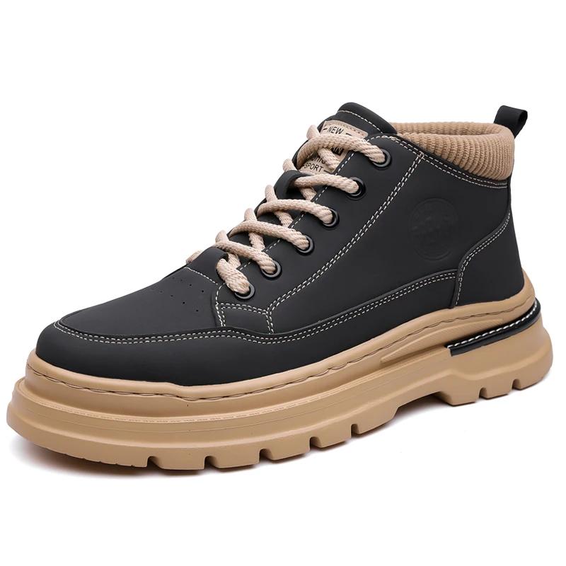 

Весенняя спортивная обувь ручной работы на открытом воздухе, удобные ботильоны на толстой подошве, высокие ботинки на шнуровке, высококачественные роскошные джинсовые ботинки 45 чёрный