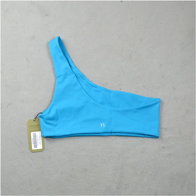 

Экспортный спортивный костюм для йоги Женский уникальный бюстгальтер для йоги на одно плечо Сексуальная красивая спинка Без подушечек на груди Фитнес Большой размер Бюстгальтер Lake Blue L