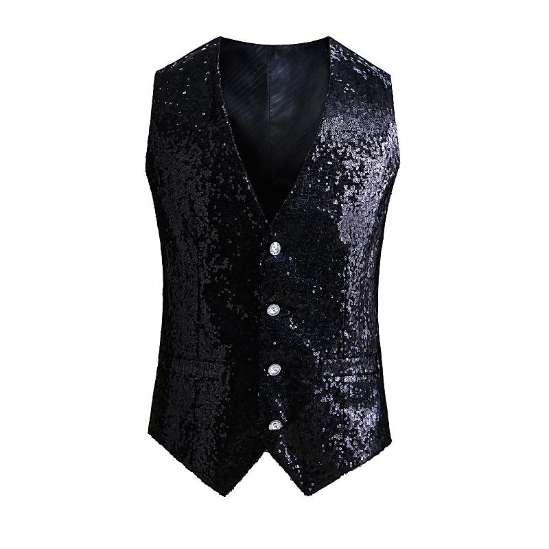 Pánská vesta s hustými flitry pro pódiová a taneční vystoupení - Evropský a americký styl