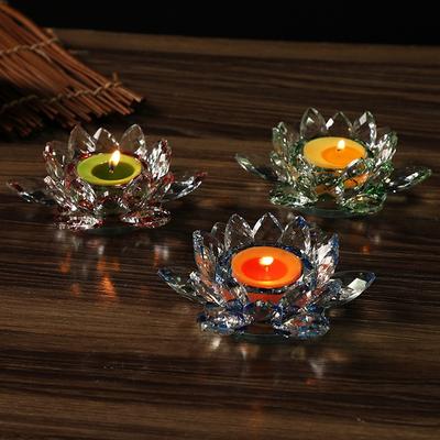 Candlestick Crystal Ornaments Lamp Holder Lotus Candle Holder Crystal Lotus Flower