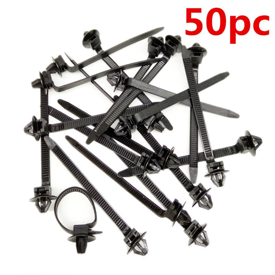 120 Pcs Car Door Panel Mixed Size Fastener Clip +50 Pcs Wrap Cable Fixed Clamp