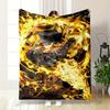 A Swirling Pattern of Vibrant Yellow and Orange Flames with Smoky Accents. for All Seasons Blanket Lunch Break Throw Gift