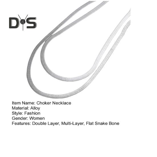 Women Choker Necklace Multi Layer Flat Snake Bone Necklace Adjustable Extended Chain Choker Necklace Jewelry Accessories