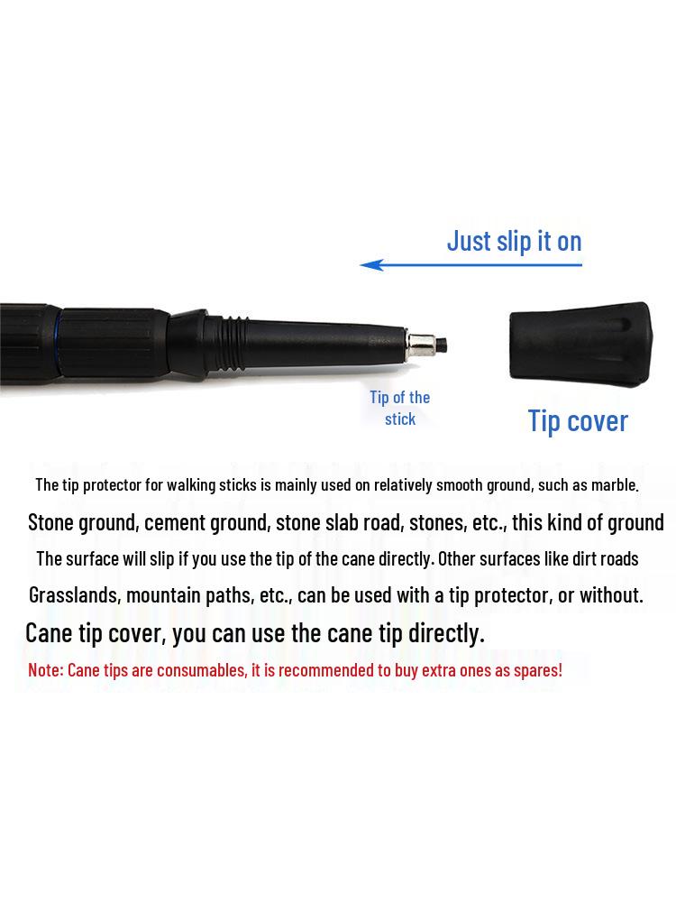 Rund Gummi Anti-halk Spetsöverdrag för Vandringsstav - Skyddande Tillbehör för Gåstav och Vandringsstav