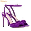 Red Suede Cross Knot Sandals Stiletto Heel Open Toe High Heels Slingback Ankle Strap Buckle Sandals Women Summer Shoes