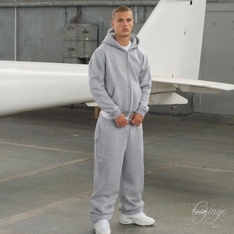 Trendy Cross-Border Zipper Hoodie Jacket with Versatile Long Pants