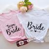 Women Team Bride Tshirt Arrow Love Heart Tops Bridal Wedding EngageUnisext Tshirt Friends Bachelorette Hen Party Tees EVJF T Shirt