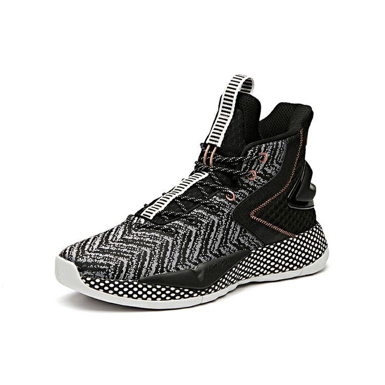 Anta Speed Battle 3 Shock Absorption Warm High-Top Basketball Shoes Men Sneakers Black White 11941606-5
