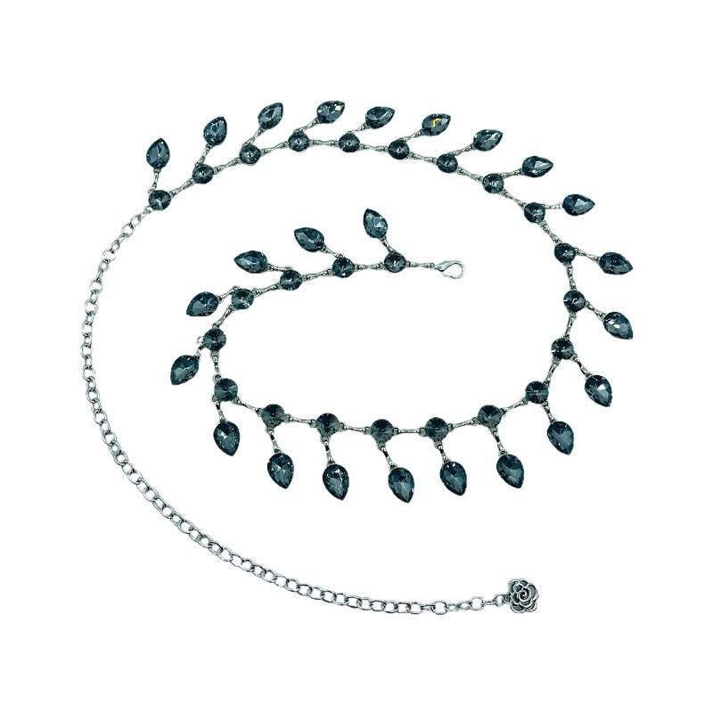 Modern Belly Dance Waist Chain With Water Crystal Dangle For Women