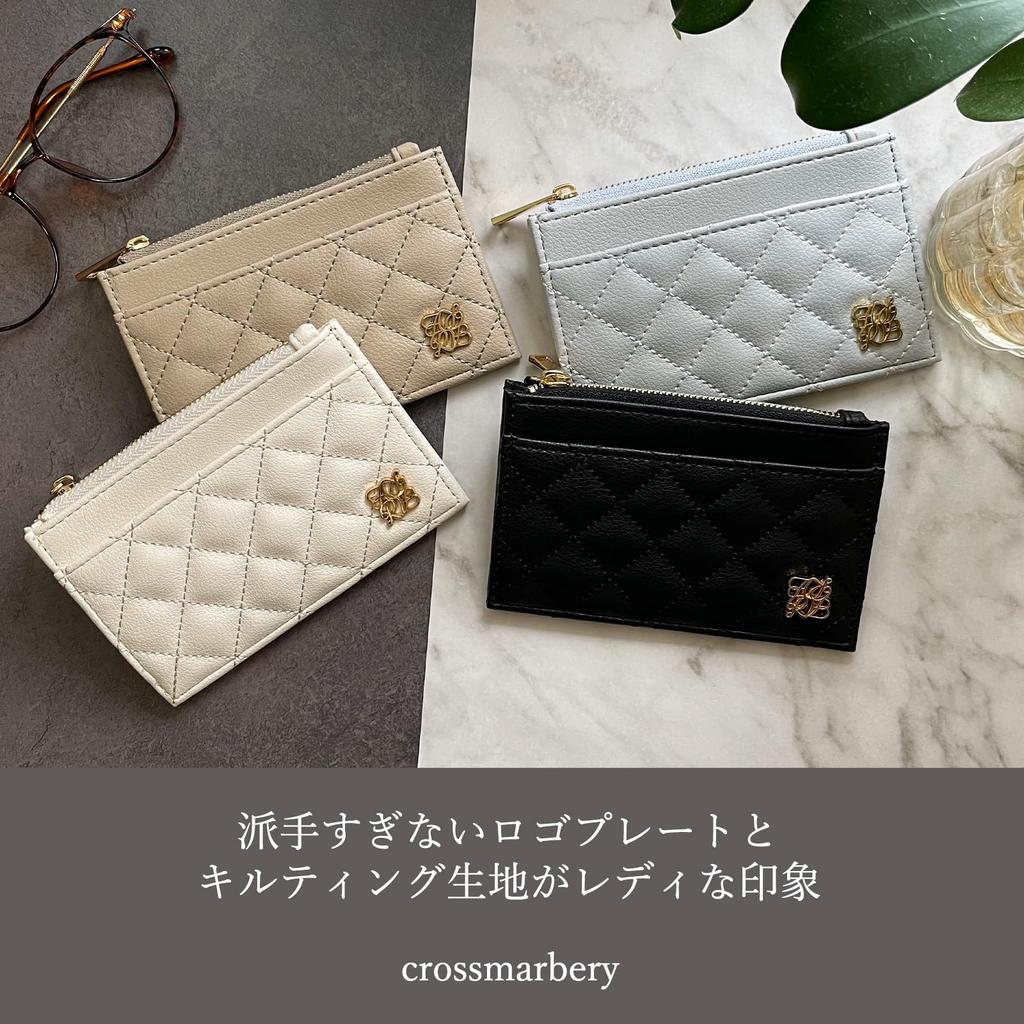 Crossmarbury Slim Compact Wallet with Fragment Card and Coin Cute Mini IC Card Lightweight Quilted Synthetic R91 Gray Women's Case, Case, Purse,