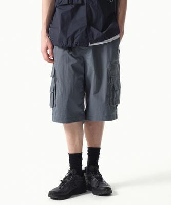 [City Leisure] Cn Belted Multi-Pocket Cargo Bermuda Pants [Blue Grey]
