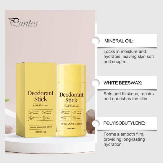 Deodorante Stick Fresco 83G Vaniglia & Pistacchi Stick, Protezione Odore Profumato per Donne Fragranza Leggera Uomini, Profumo a Lunga Durata Cura Ascelle