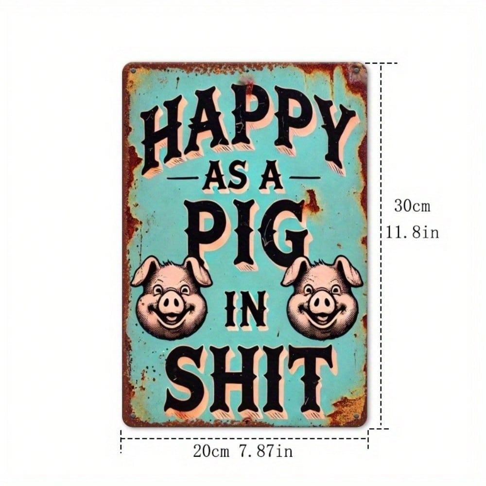Vintage Funny Pig Metal Tin Wall Sign Retro Home Bar Decor