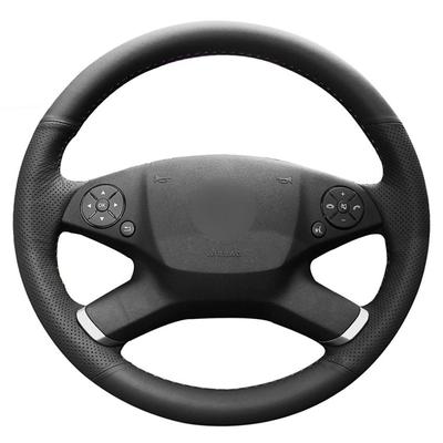 Black Faux Leather Hand-stitched No-slip Soft Car Steering Wheel Cover for Mercedes Benz E-Class W212 2009 2010 2011 2012 2013