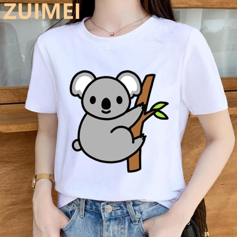 Funny Koala My Puns Are Nope Print Harajuku Top Women T-shirt Casual Ladies Basic O-collar Short Sleeved T-shirt Girl,Drop Ship