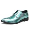 Model catwalk leather shoes personalized laser dragon scale pattern patent leather glossy pointed nightclub shoes