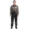 Men Stand Collar Long Sleeve Zipper Belted Jumpsuit Work Coveralls