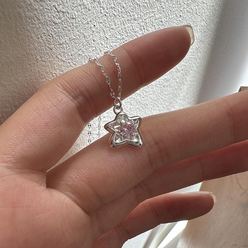 925 Silver Zircon Star Necklace - Women's Summer 2023 Light Luxury Clavicle Chain, Niche Design Gift