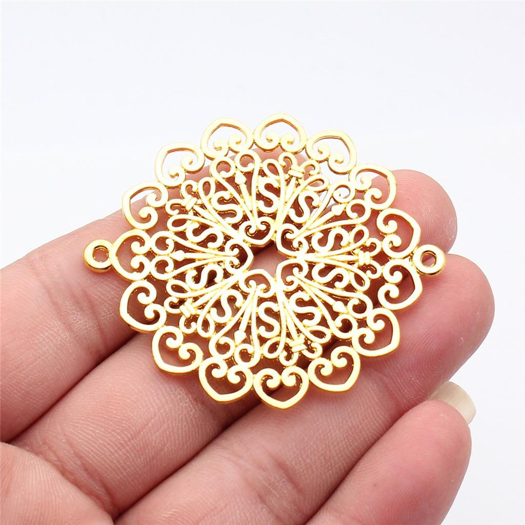 Flower Petal Connectors Botanical Themed Antique Bronze Zinc Alloy Jewelry Making Connect Charms Extender Connectors