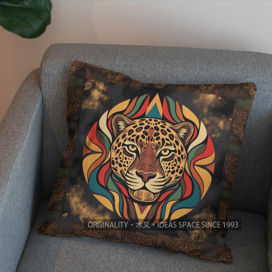 2D Colorful Geometric Leopards Pattern Pillow Cover Pattern Cushion Cover Suitable For Sofa Bedroom Car Pillow Cover