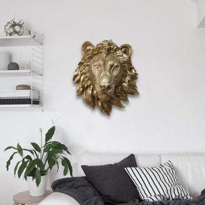 Estátua de parede de cabeça de animal de poliresina placa arte artesanato estatueta decorativa artesanal para viver