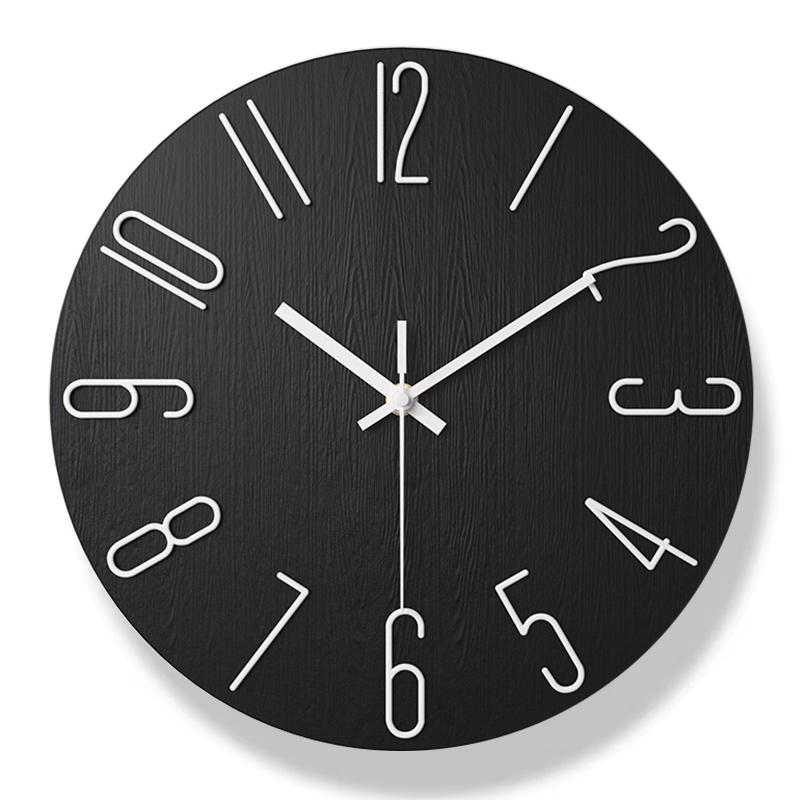 

1pc 12inch Wall Clock, Frameless Non-Ticking Silent Wooden Hanging Clock, Nordic Decorations For Living Room Bedroom Home, Home 12 inch чорний