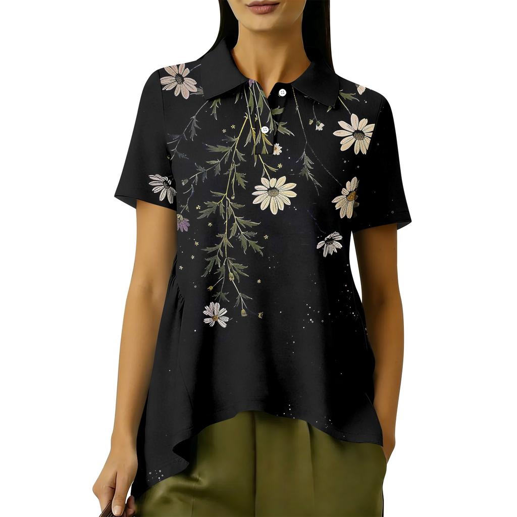 Women's Fashion Casual Short Sleeve Floral Print Top