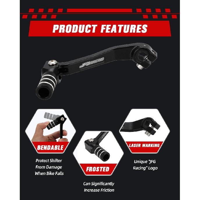 JFG RACING Dirt Bike Gear Shifter Lever Foldable Shift Pedal for CRF150F 2003-2009/2012-2017, CRF230F 2003-2009/2012-2017/2019, CRF150L 2018-2021,