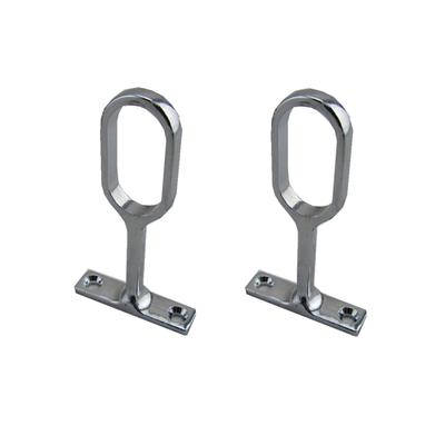 2 Pcs Zinc Alloy Ceiling-Mount Bracket Wardrobe Closet Rail End Heavy Duty Shower Curtain Rod Flange End Supports