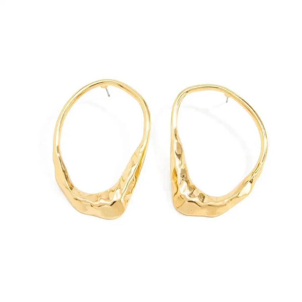 SHIXIN Vintage Metal Geometric Hollow Stud Earrings Women Exaggerated Gold Color Irregular Textured Piercing Ear Jewelry Gift
