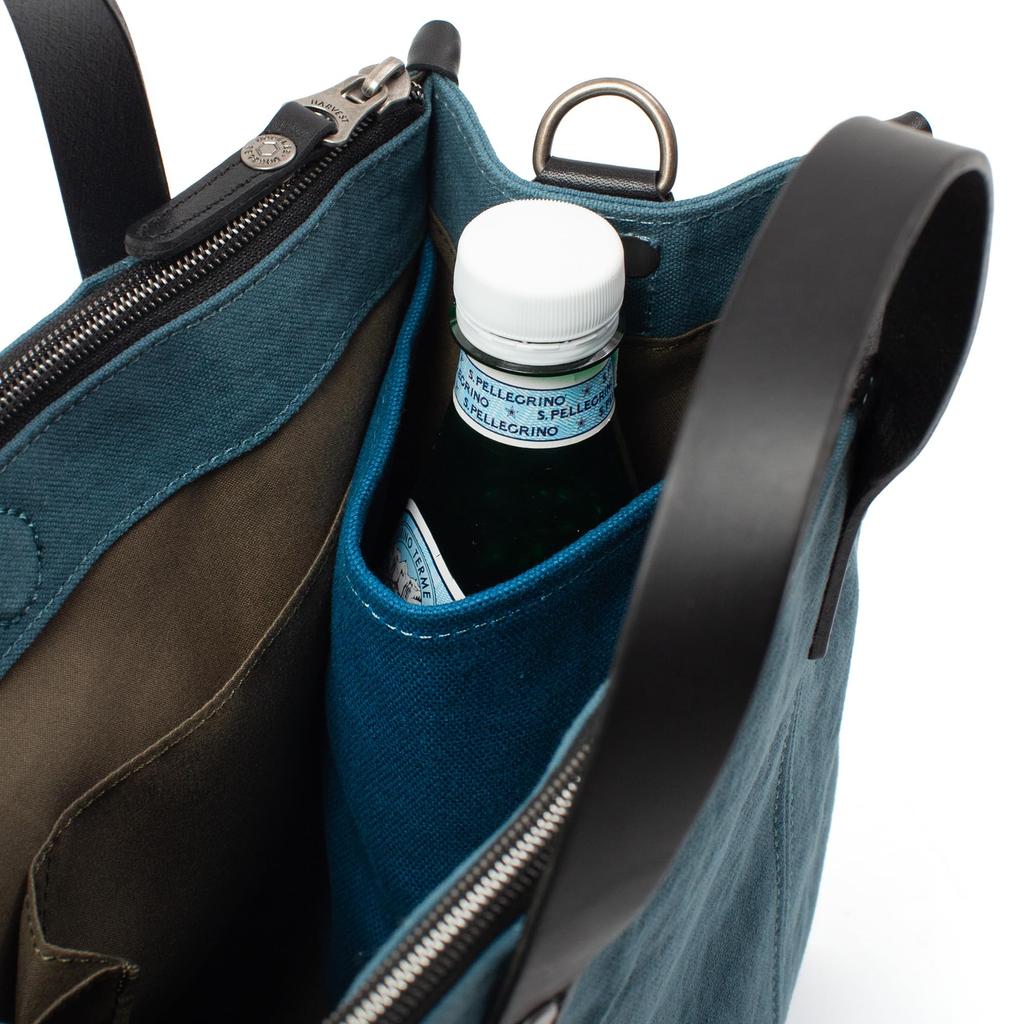 Doubles Mini Tote Bag, 2-Way Tote, Shoulder Bag, B5 Capacity, Made with Japanese No. 10 Paraffin-Coated Canvas and Italian Tanned Cowhide Leather,