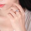 2pcs/set Rose Gold Double Square Rings Set Engagement Woman Cubic Zirconia  Silver Ring for Women Lover Wedding
