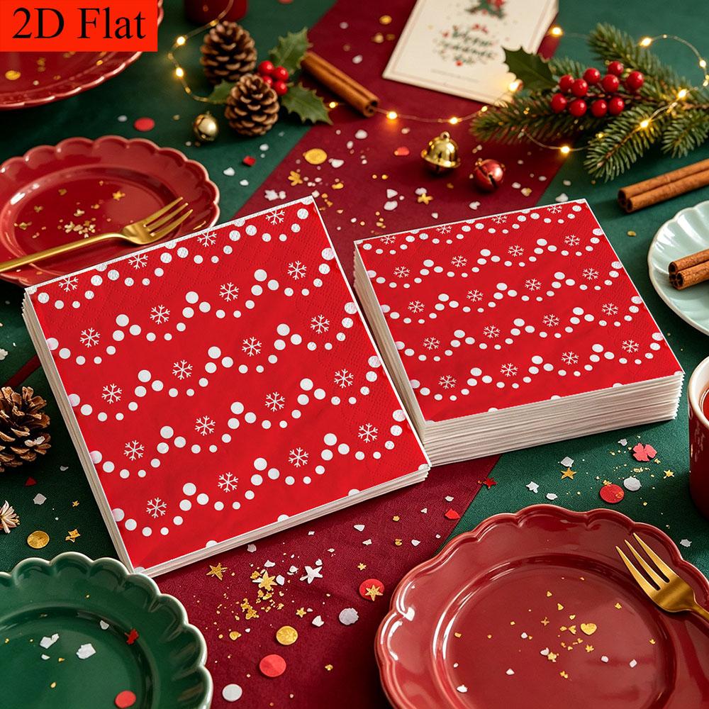 20pcs Disposable Napkins with Snowflake Pattern Print for Wedding,Parties,and Daily Use for Thanksgiving Fall Christmas Table Decoration