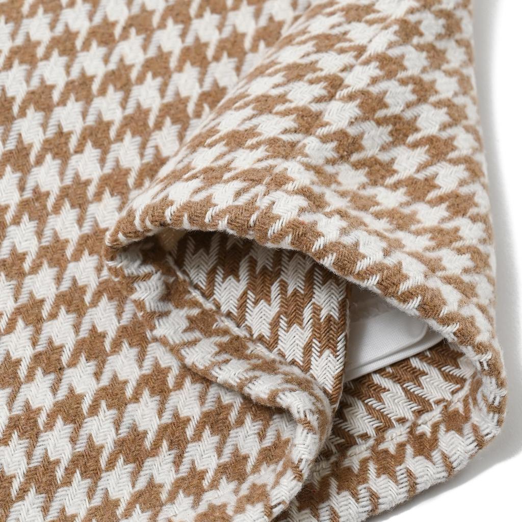 Delsol 7848 Beige Houndstooth Fabric Houndstooth Golf Side Brushed Sizes LL Skirt, Fall/Winter, Pattern, Women's Wear, Zipper, Lined, Outer, M, L,